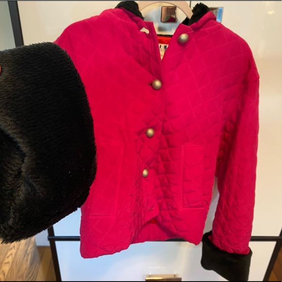 Vintage KiKit Pink& Red Silk Quilted Hooded Jacket - Picture 3 of 13